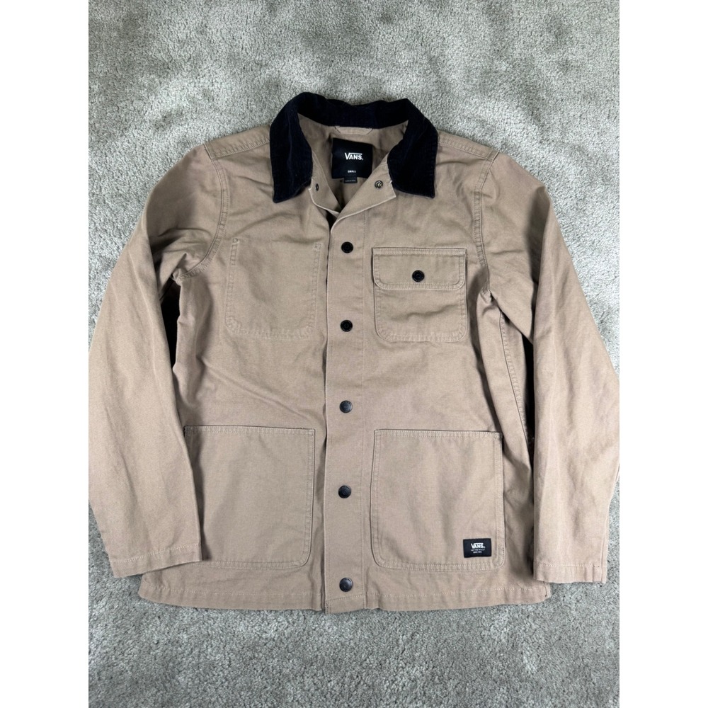 Vans Drill Chore Coat Khaki Tan Canvas Jacket Corduroy Collar Small